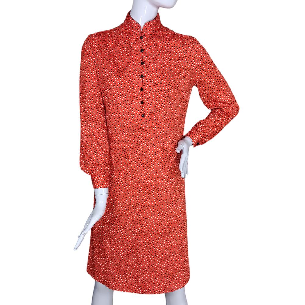 Vintage Susan Howard California Dress Size Medium Red With White and Black Specs